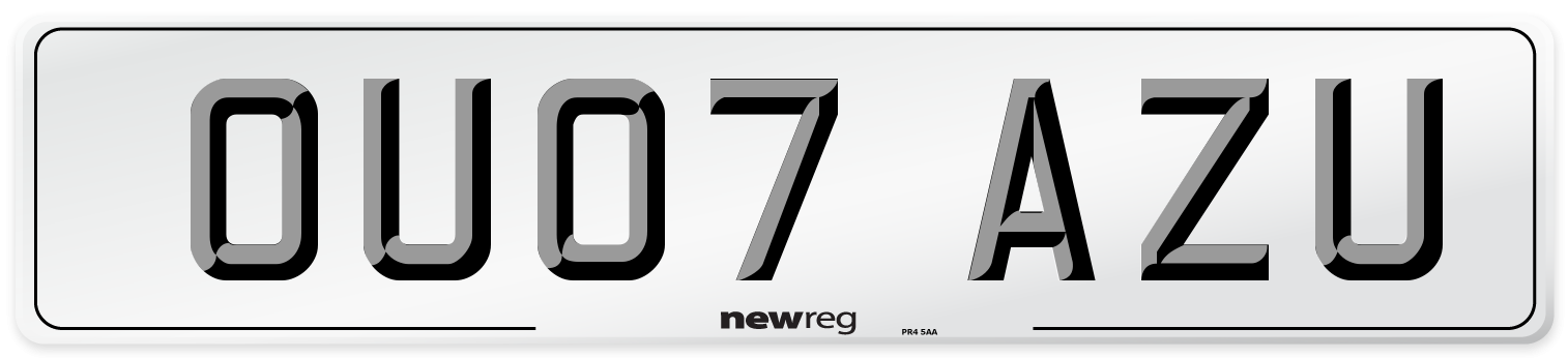 OU07 AZU Number Plate from New Reg